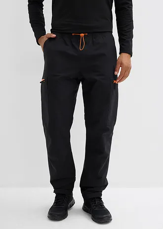 Pantalon cargo imperméable et chaud, coupe ample, Couleur: noir