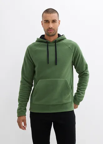 Pull polaire doux à capuche • vert mousse • Boutique bonprix