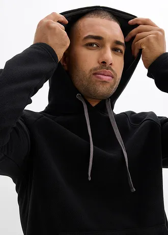 Měkký flísový svetr s kapucí • černá • bonprix obchod