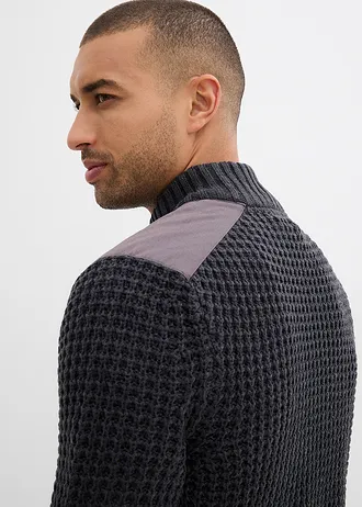 Gilet en grosse maille point de riz avec poche poitrine • anthracite chiné • Boutique bonprix