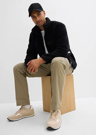 Teddy fleece jas met praktische zakken en sportieve details • zwart • bonprix online shop