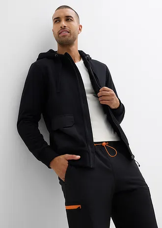 Mikina na zapínání s kapucí a plyšovou podšívkou • černá • bonprix obchod