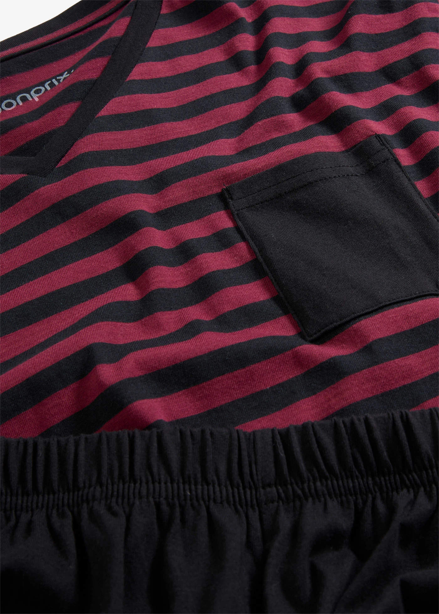 Pyjama manches longues 100% coton • raisin/noir rayures • Boutique bonprix