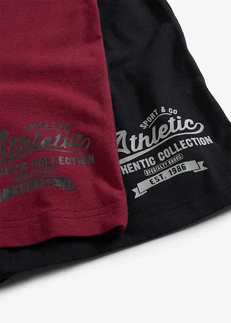 Lange boxer met katoen (set van 3) • esdoornrood-zwart • bonprix online shop