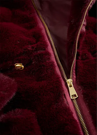 Płaszcz ze sztucznego futerka • ciemny jeżynowy • sklep bonprix