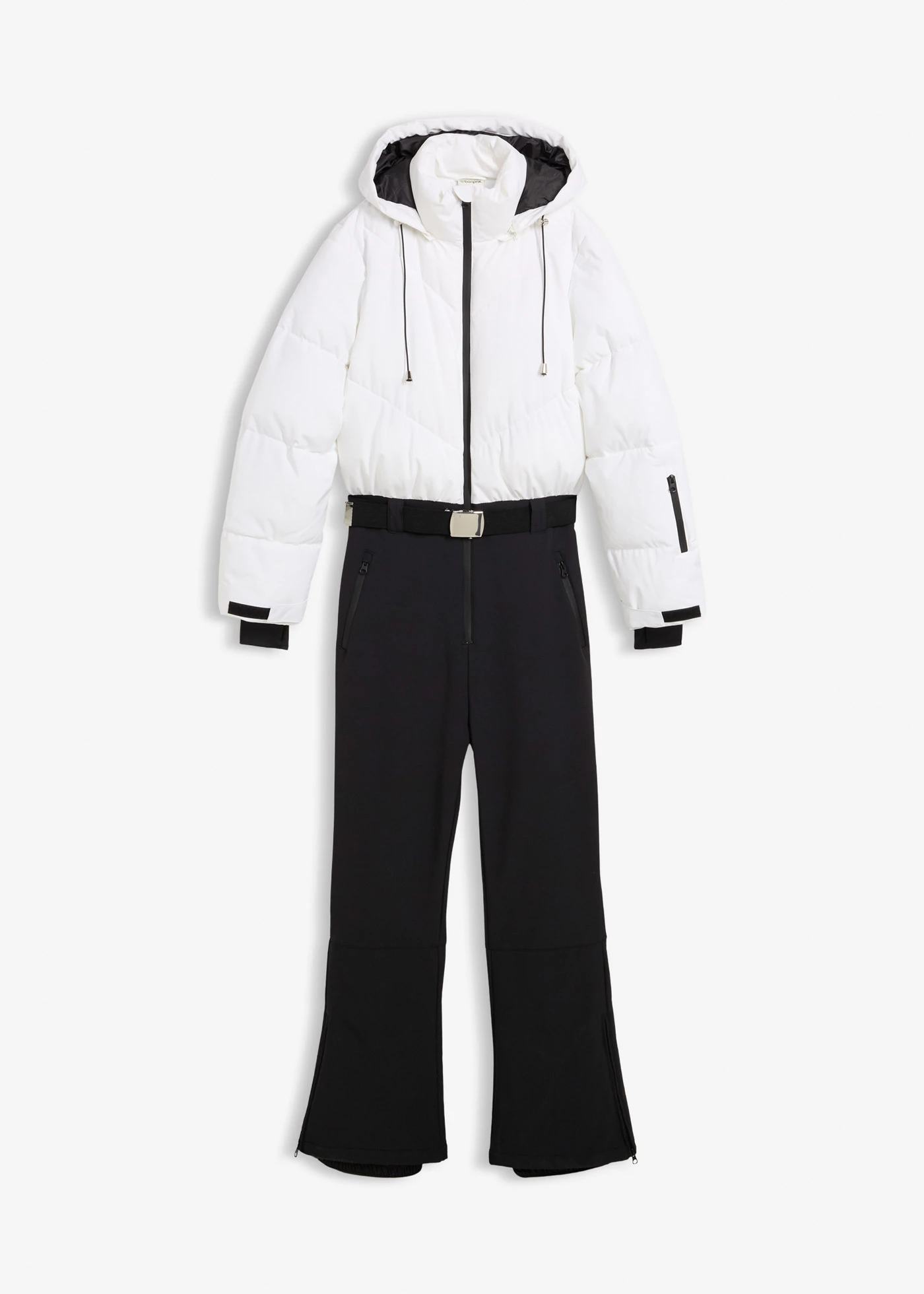 Hydrofobowy sportowy kombinezon na ciepłej podszewce • biały + czarny • sklep bonprix