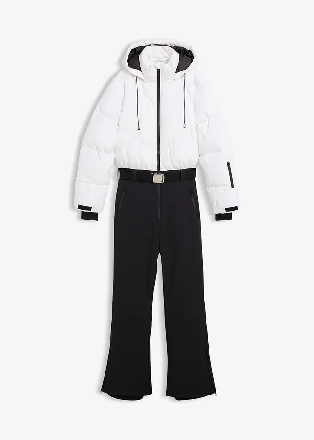 Vízhatlan, bélelt funkcionális overál • fehér/fekete • bonprix áruház