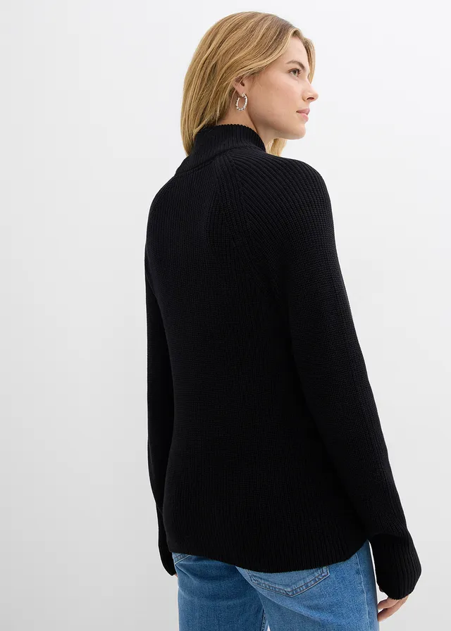 Pull en maille côtelée 100% coton • noir • product-page.page-title-suffix