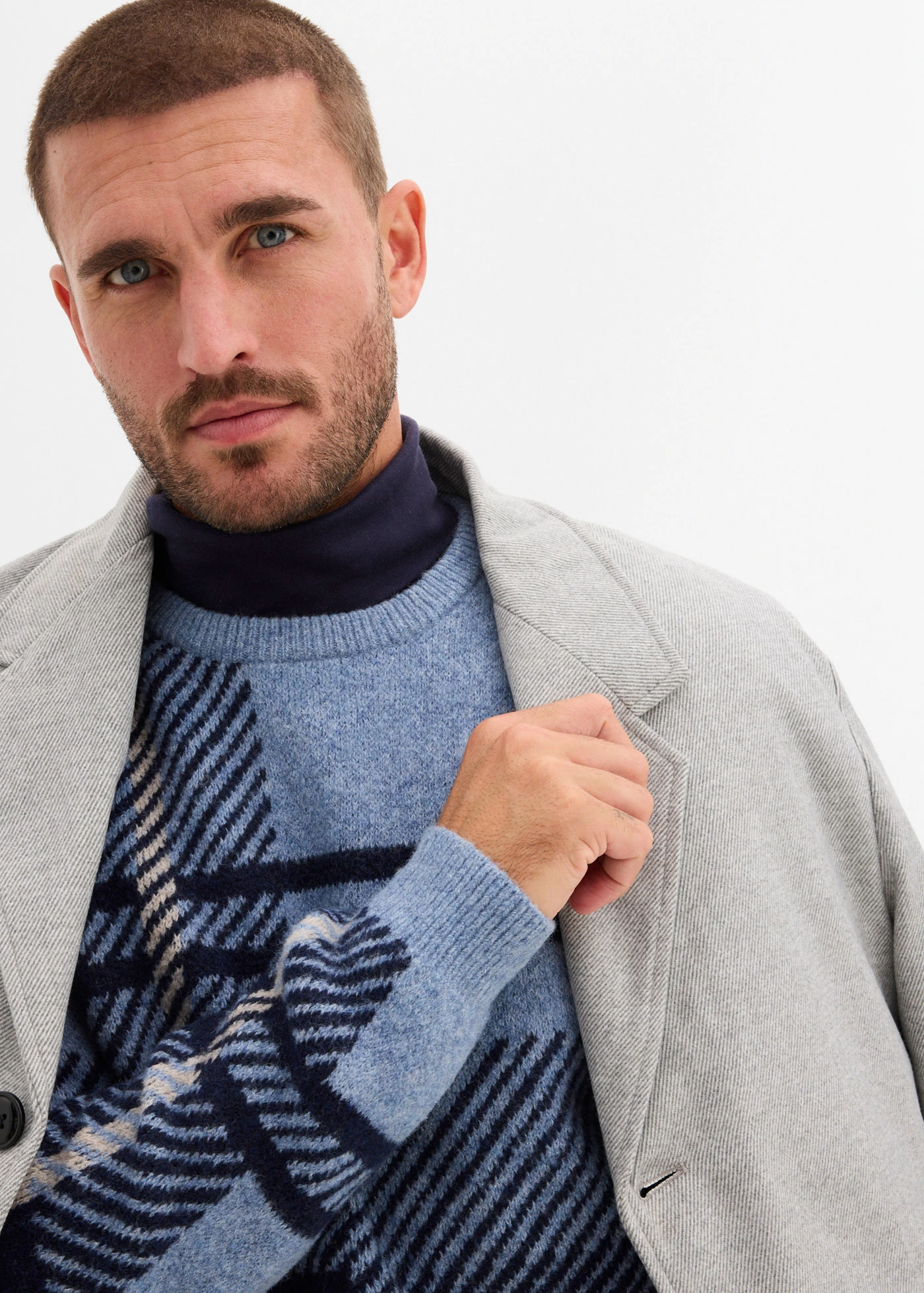 Svetr s kostkovaným vzorem • béžovo-modro-tmavě modrá kostkovaná • bonprix obchod