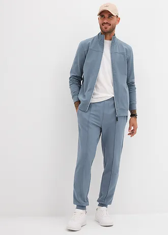 Jachetă casual elegantă din mix moale de bumbac • albastru fumuriu • magazin bonprix