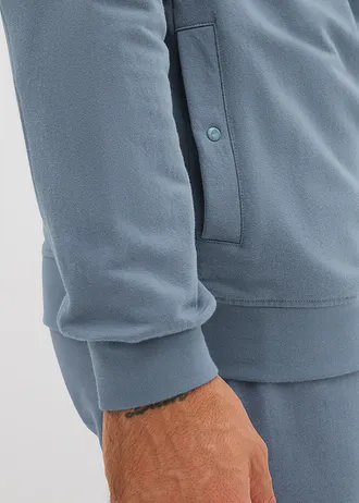 Jachetă casual elegantă din mix moale de bumbac • albastru fumuriu • magazin bonprix