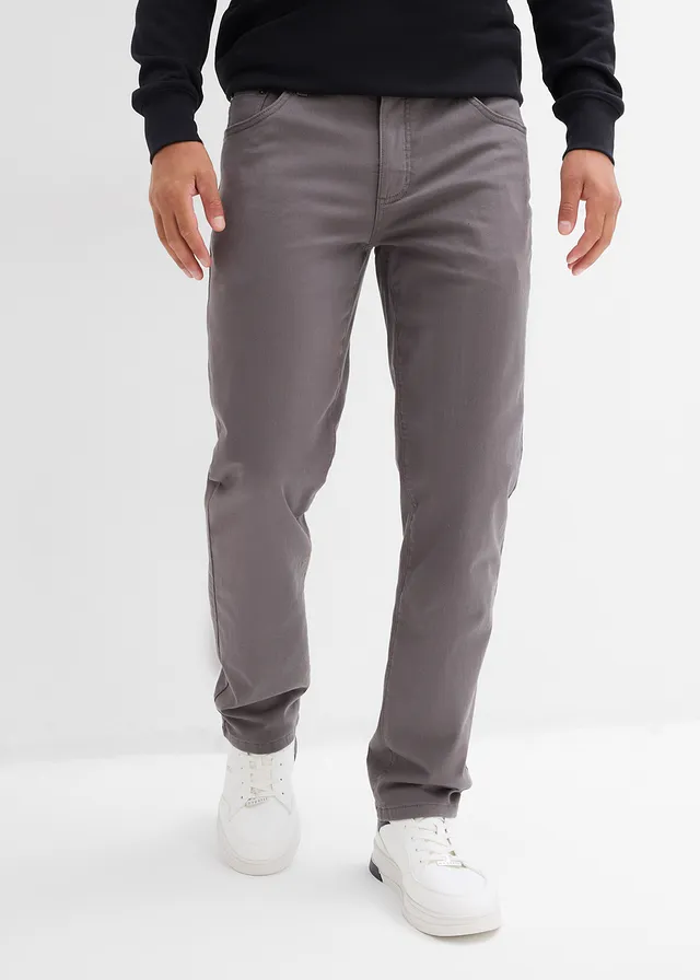 Regular fit stretch thermobroek met een zachte flanellen voering, straight, Kleur: rookgrijs