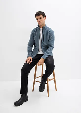 Zachte fleece vest met handige ritszakken, Kleur: grijs-zwart