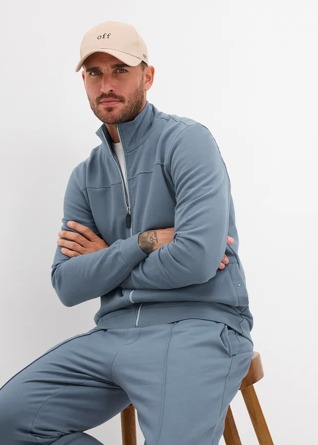 Elegant sweatvest van een zacht katoenmix • rookblauw • product-page.page-title-suffix