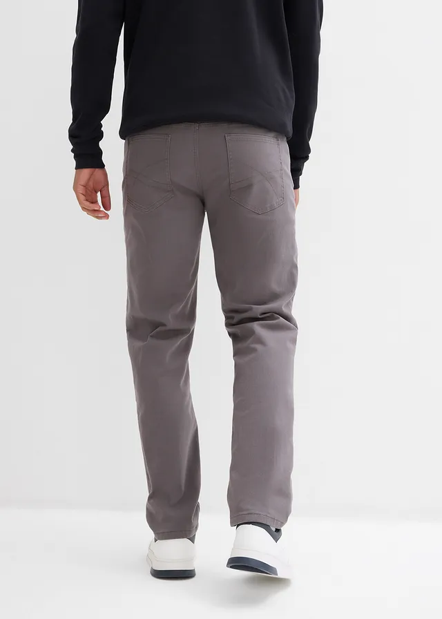 Regular fit stretch thermobroek met een zachte flanellen voering, straight, Kleur: rookgrijs