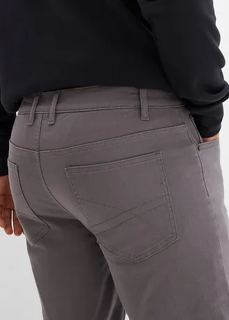 Spodnie ocieplane ze stretchem o kroju regular fit, z puszystą flanelową podszewką, straight • dymny szary • sklep bonprix