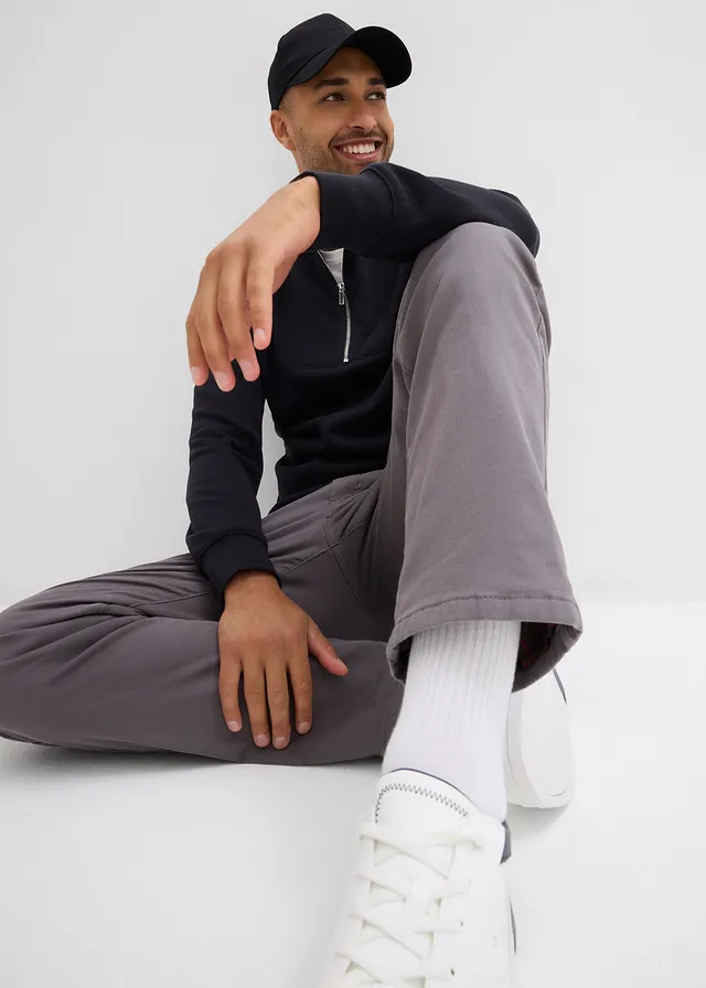 Regular fit stretch thermobroek met een zachte flanellen voering, straight • rookgrijs • product-page.page-title-suffix