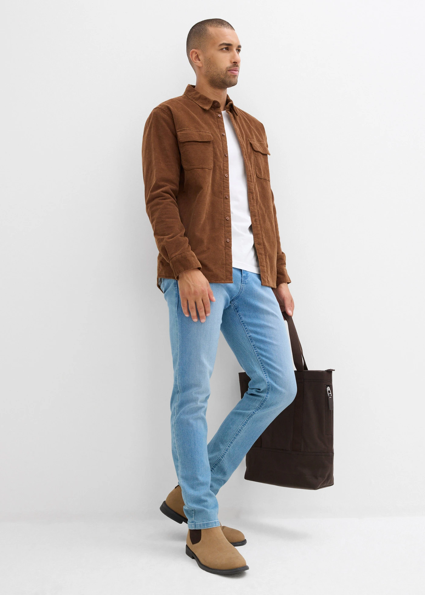 Thermo corduroy overhemd met stretch en warme fleece voering • pimentbruin • bonprix online shop