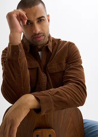 Thermo corduroy overhemd met stretch en warme fleece voering • pimentbruin • bonprix online shop