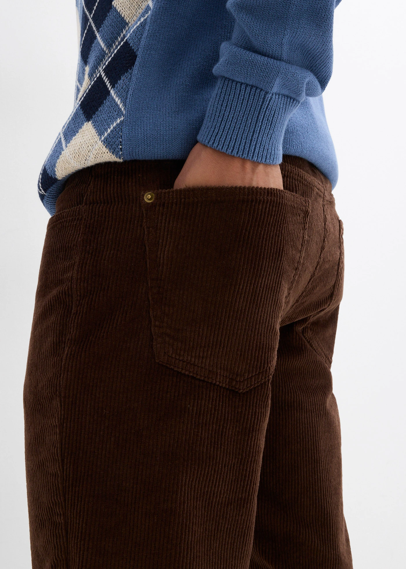 Pantalon droit loose en velours côtelé, doublure flanelle • marron • Boutique bonprix