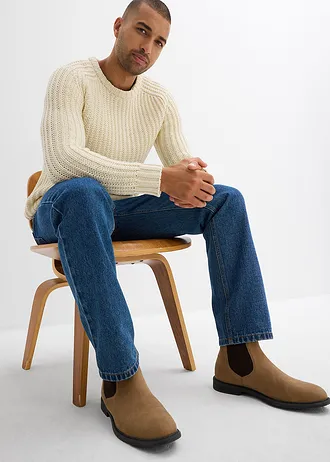 Kötött pulóver laza kötésmintával, puha pamut-keverékből • natúr • bonprix áruház