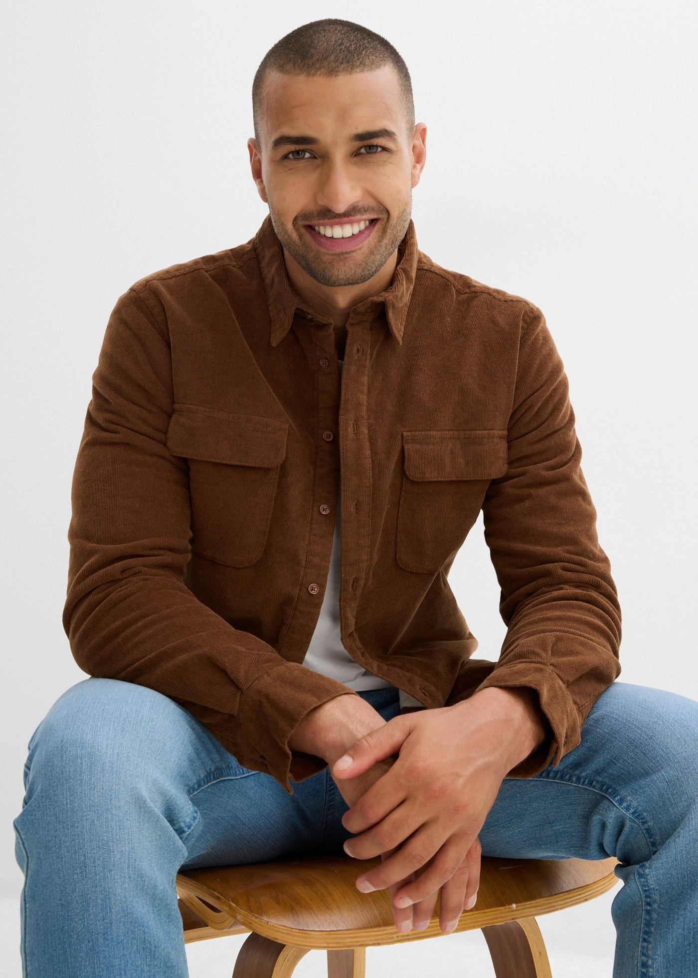 Thermo corduroy overhemd met stretch en warme fleece voering • pimentbruin • bonprix online shop