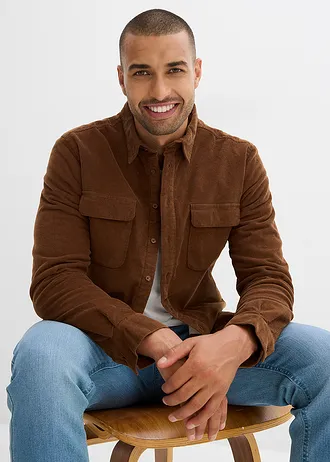 Thermo corduroy overhemd met stretch en warme fleece voering • pimentbruin • bonprix online shop
