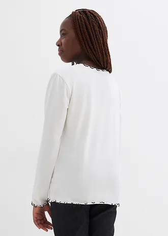 Tričko s dlouhým rukávem, z elastické směsi s organickou bavlnou (2 ks v balení) • přírodní bílo-černá + vínovo-tmavĕ růžová • bonprix obchod