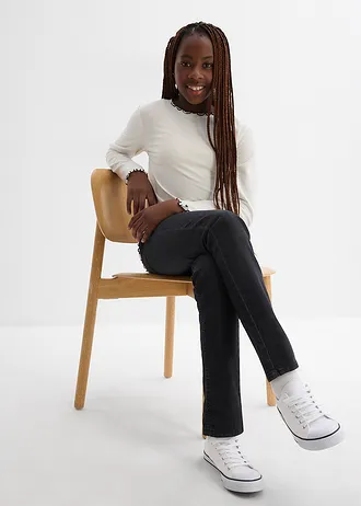 Tričko s dlouhým rukávem, z elastické směsi s organickou bavlnou (2 ks v balení) • přírodní bílo-černá + vínovo-tmavĕ růžová • bonprix obchod