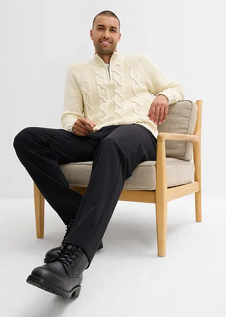 Hrubo pletený pulóver s osmičkovým vzorom z mäkkého bavlneného mixu • prírodná • obchod bonprix