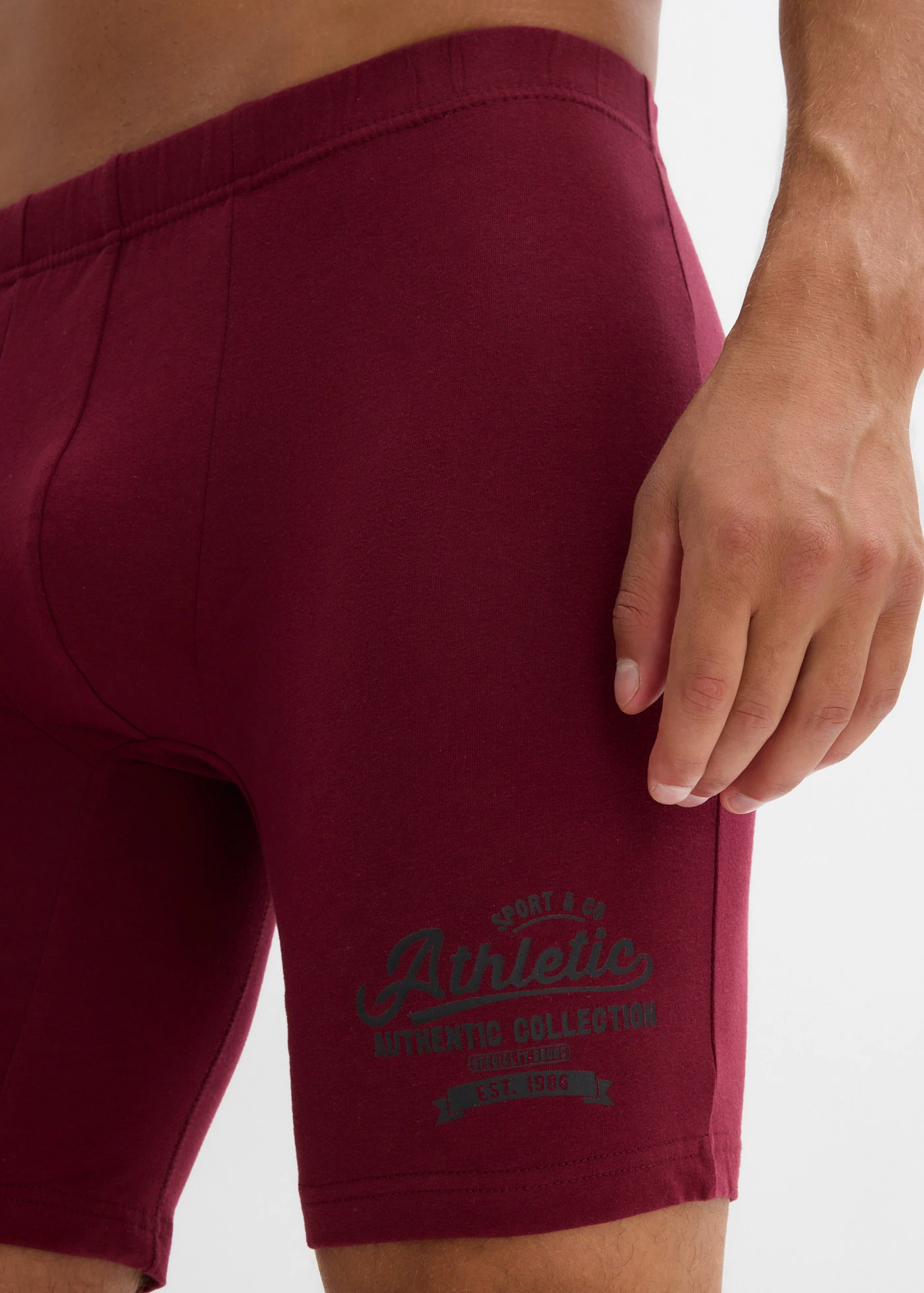 Lange boxer met katoen (set van 3) • esdoornrood-zwart • bonprix online shop