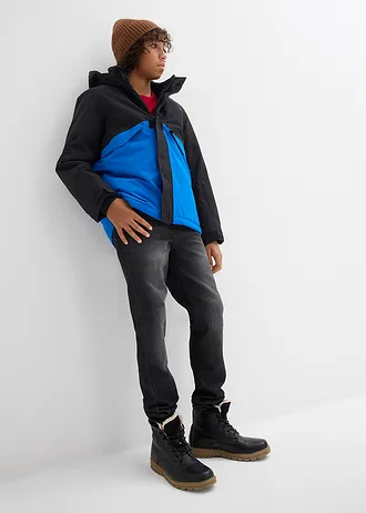 Veste de ski imperméable à doublure chaude, Couleur: noir - bleu azur