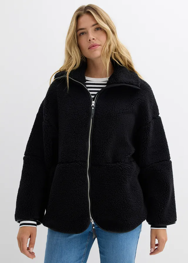 Veste oversize en polaire peluche • noir • product-page.page-title-suffix