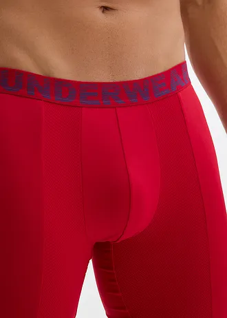 Lot de 2 boxers longs, Couleur: rouge piment+indigo