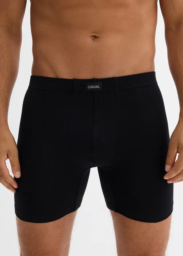 Lot de 5 boxers midi coton, Couleur: noir