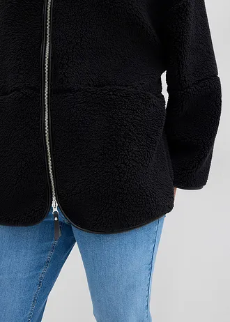 Oversized jas van teddy fleece • zwart • bonprix online shop