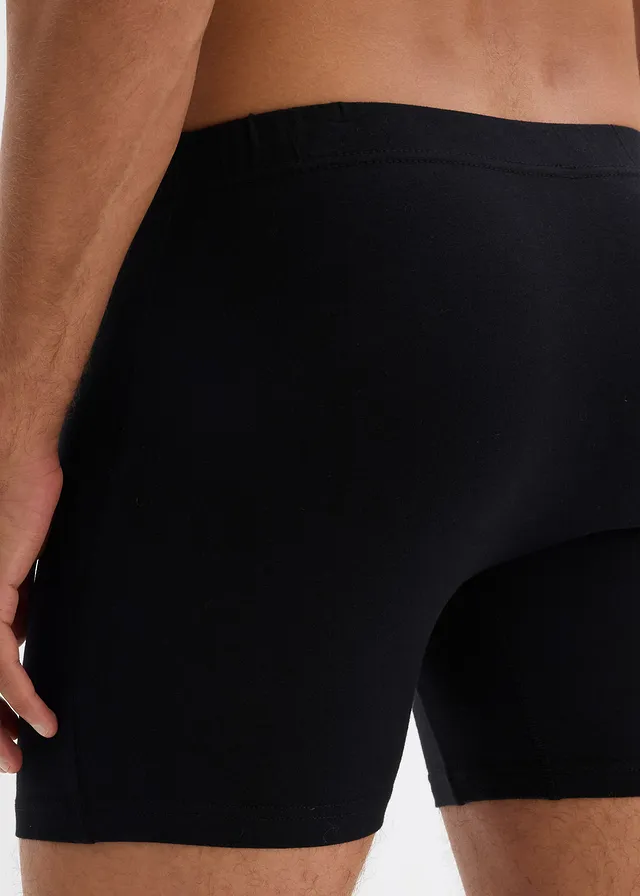Lot de 5 boxers midi coton, Couleur: noir