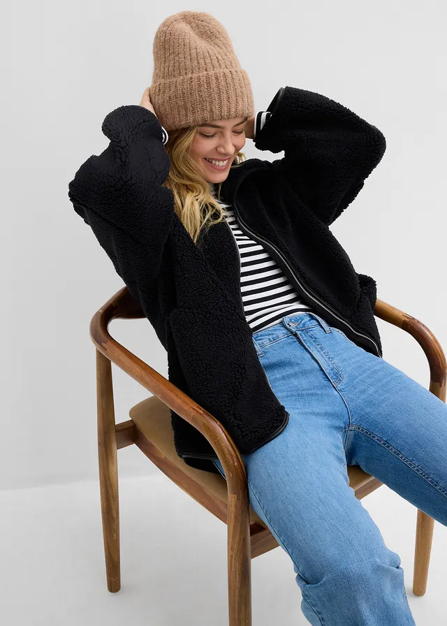Veste oversize en polaire peluche • noir • product-page.page-title-suffix