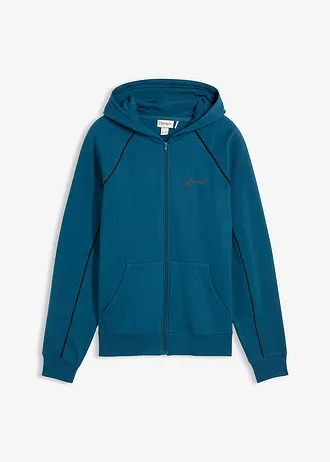 Bluza rozpinana z kontrastowymi elementami z czystej bawełny • niebieskozielony • sklep bonprix