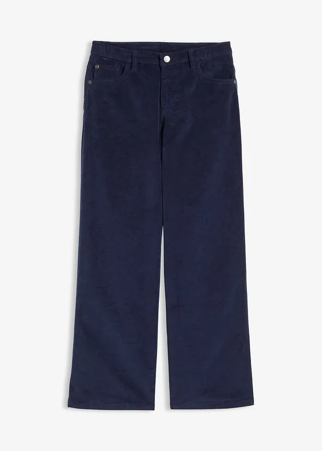 Pantalon en velours côtelé doux • bleu foncé • Boutique bonprix