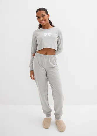 Domácí souprava s měkkou bavlnou a krátkou mikinou • světle šedý melír • bonprix obchod
