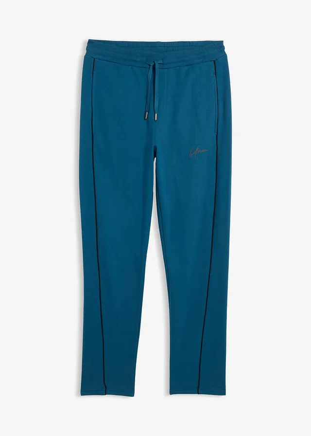 Pantalon de jogging à détails contrastants, 100% coton • bleu pétrole • Boutique bonprix