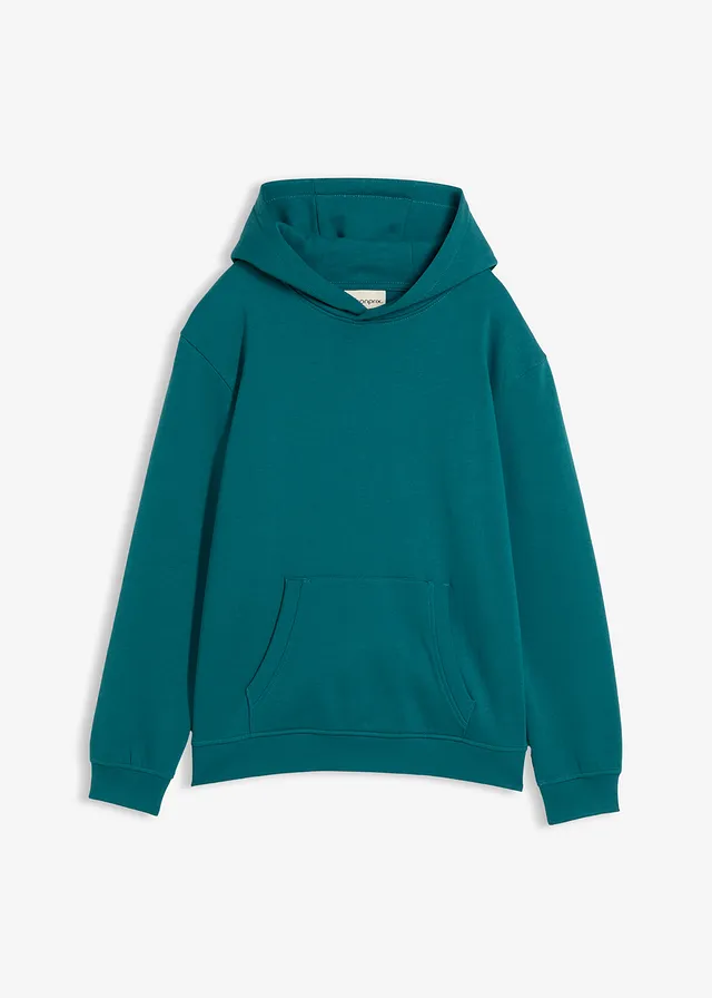 Hoodie van een zachte katoenmix, Kleur: petrol