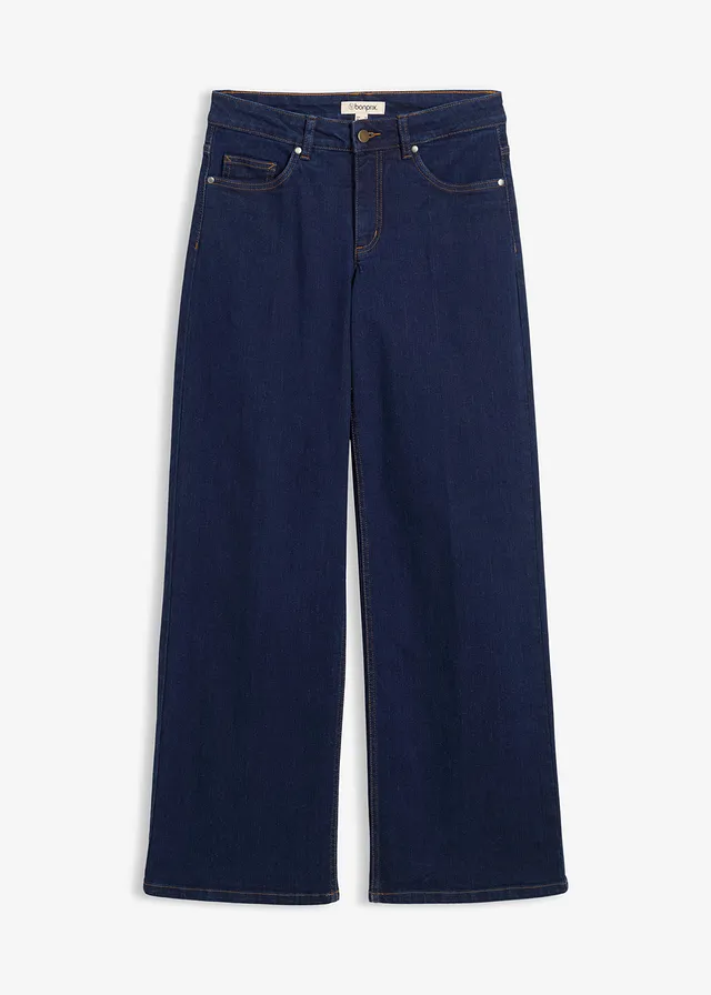 Dżinsy wide leg, średni stan, z bawełny organicznej - Bonprix
