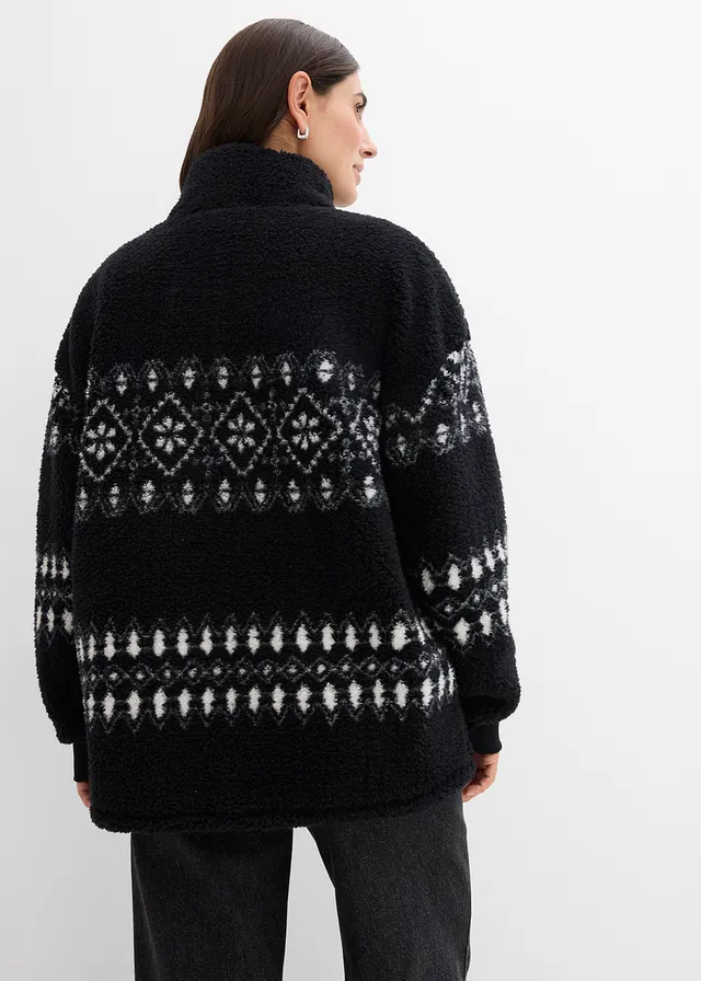 Sweat camionneur en sherpa, Couleur: noir-écru norvégien
