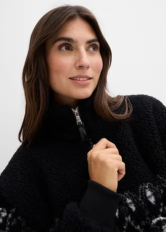 Bluza z baranka • czarny-biel wełny w norweski wzór • sklep bonprix