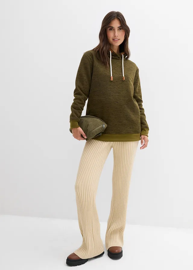 Sweat-shirt long, Couleur: olive chiné