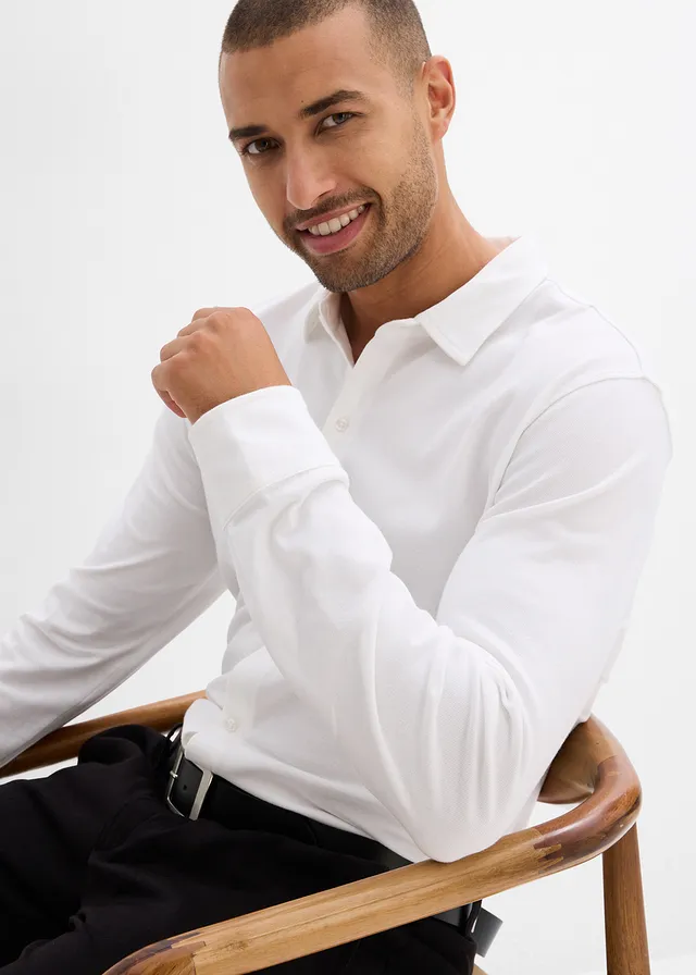 Chemise en piqué de coton ultra-extensible, slim • blanc • product-page.page-title-suffix