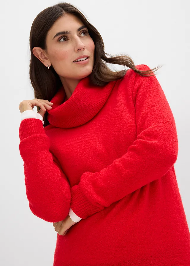 Robe pull oversize à col boule • rouge lave • product-page.page-title-suffix