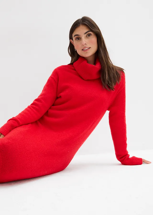 Robe pull oversize à col boule • rouge lave • product-page.page-title-suffix